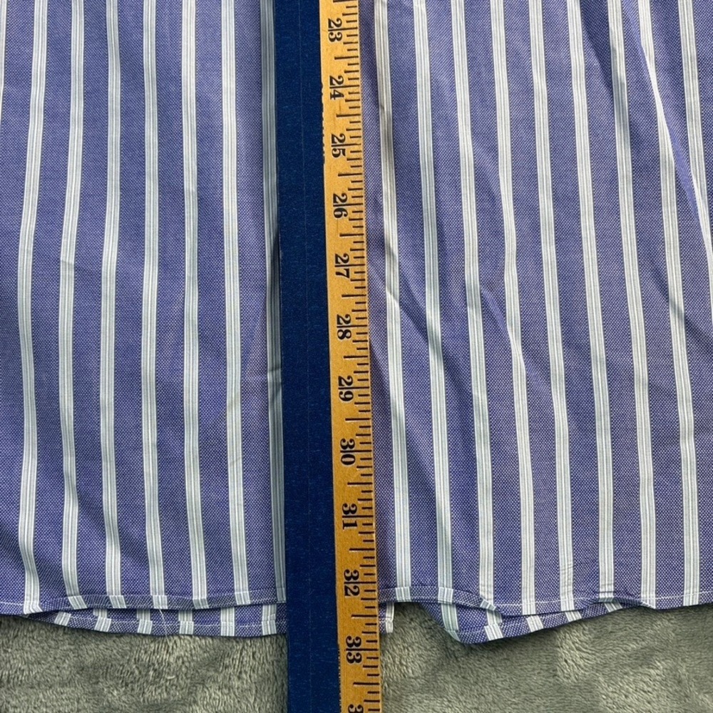 Banana Republic Fitted Blue White Stripe Dress‎ Shirt XL 17-17 1/2 Cotton - Picture 7 of 14